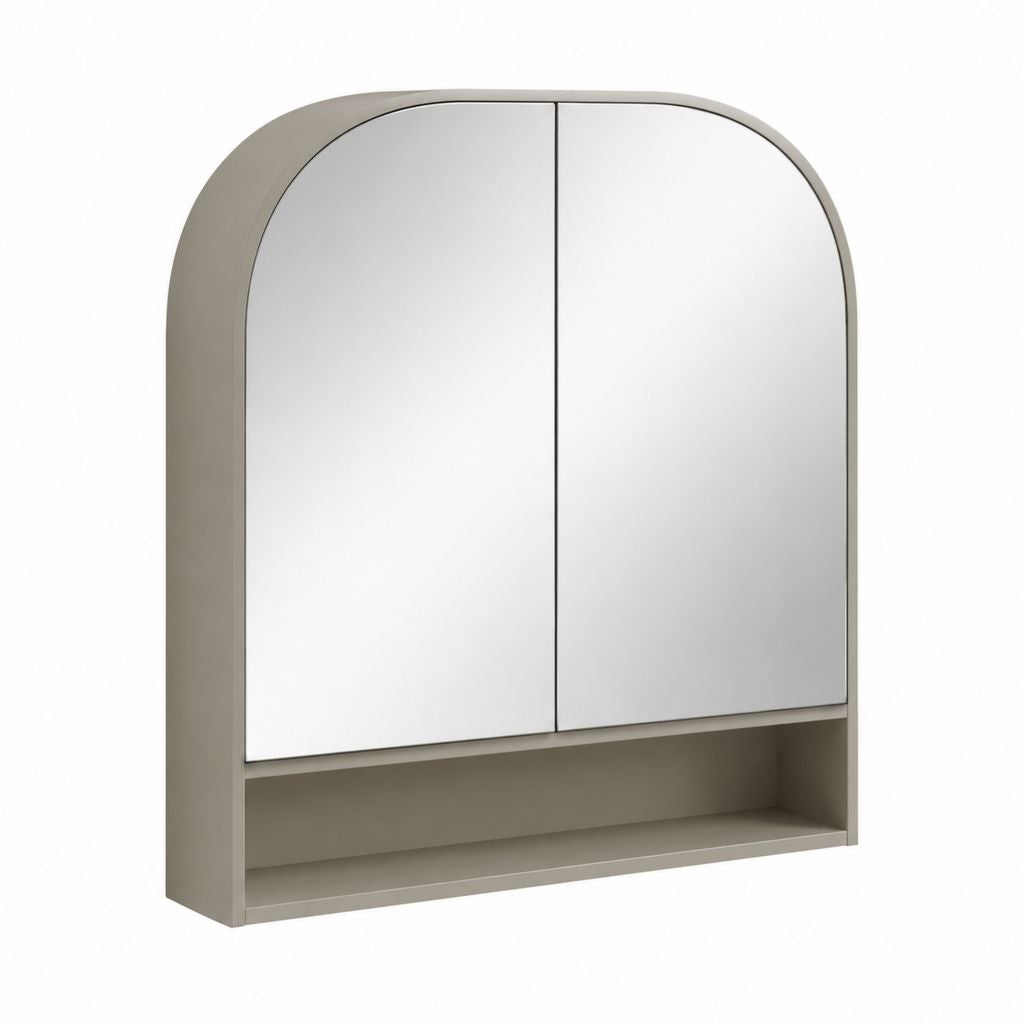 Armadio bagno con specchio a 2 ante beige in MDF ad arco 60 x 80 x 15 cm