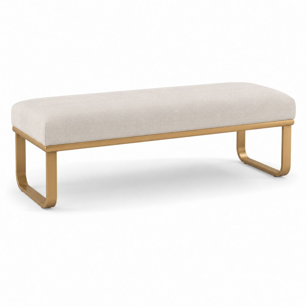 Panca fondoletto imbottita rettangolare beige in poliestere con struttura in acciaio 120 x 45 x 45 cm