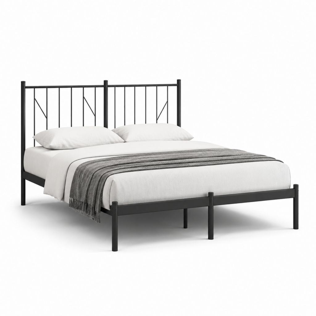 Letto matrimoniale con struttura rettangolare in acciaio nero 160 x 200 cm