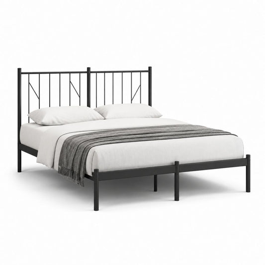 Letto matrimoniale con struttura rettangolare in acciaio nero 160 x 200 cm