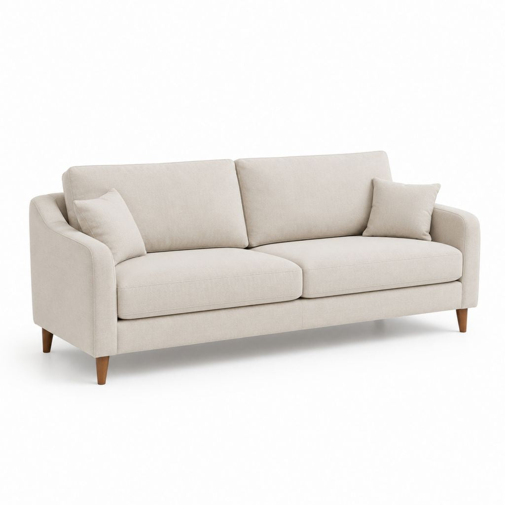 Divano 3 posti beige in poliestere lineare 210 x 88 x 86 cm