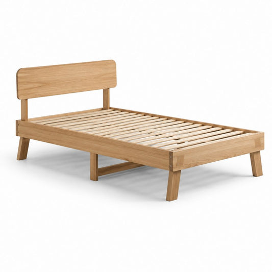 Letto singolo con rete a doghe in rovere naturale 90 x 200 cm